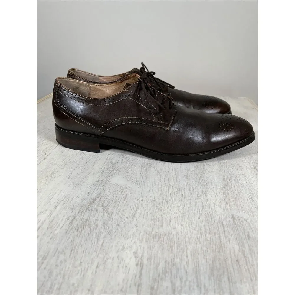 JD Fisk Brown Leather‎ Wingtip Oxford Shoes Men's Size 11